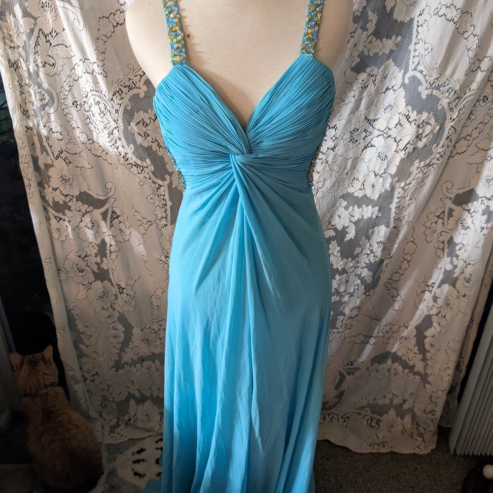 Blue Dress Jeweled - Prom
